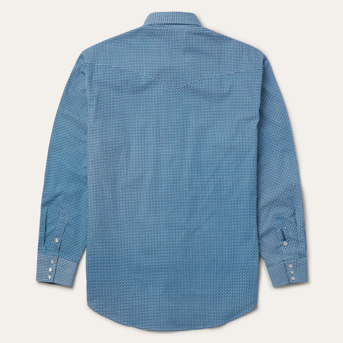 Micro Print Western Shirt Blue Men Stetson Western Shirts