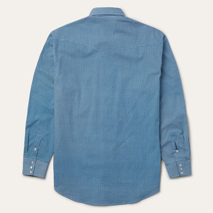 Micro Print Western Shirt Blue Men Stetson Western Shirts