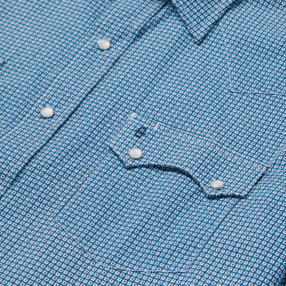 Micro Print Western Shirt Blue Men Stetson Western Shirts