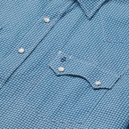 Micro Print Western Shirt Blue Men Stetson Western Shirts