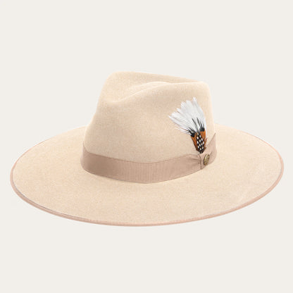 Midtown Wide Flat Brim Hat Bone Men/Women Stetson Fedora