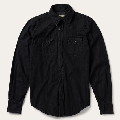 Modern Denim Western Shirt Black Men Stetson Denim Shirts
