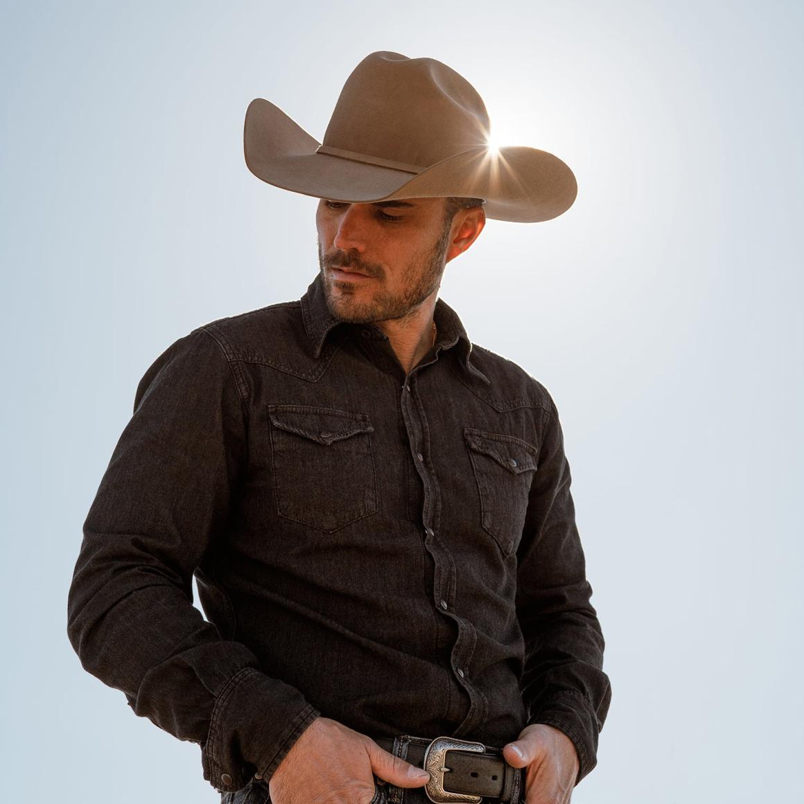 Modern Denim Western Shirt Black Men Stetson Modern Cut