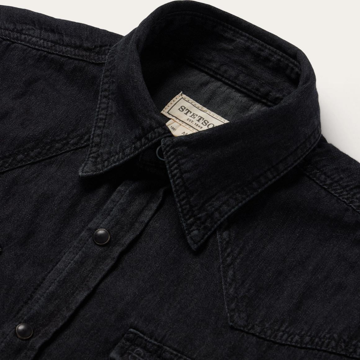 Modern Denim Western Shirt Black Men Stetson Modern Cut