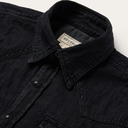 Modern Denim Western Shirt Black Men Stetson Modern Cut