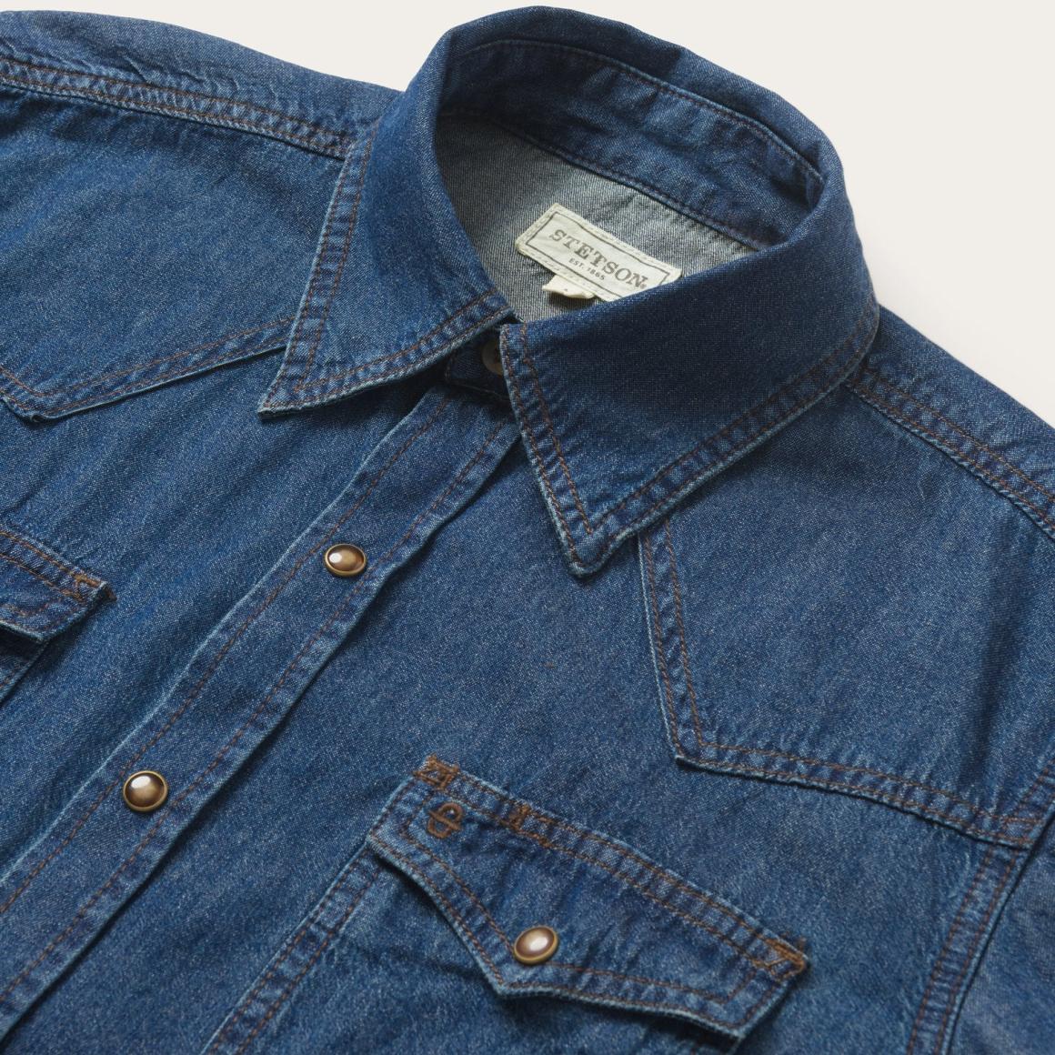 Modern Denim Western Shirt Blue Men Stetson Denim Shirts