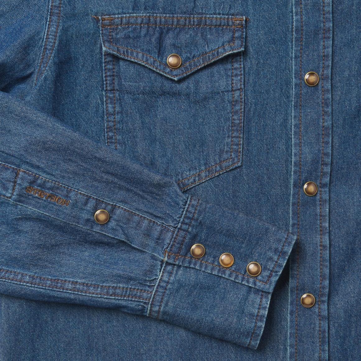 Modern Denim Western Shirt Blue Men Stetson Denim Shirts