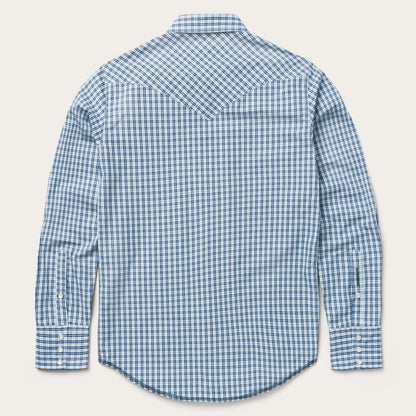 Modern Snap Front Shirt In Mini Check Blue Men Stetson Western Shirts