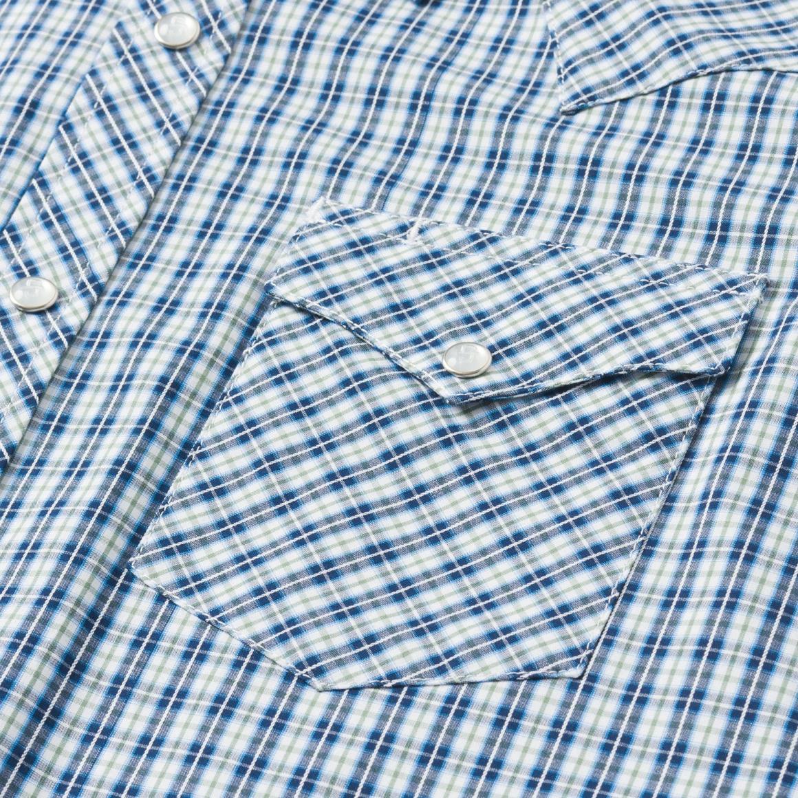 Modern Snap Front Shirt In Mini Check Blue Men Stetson Western Shirts