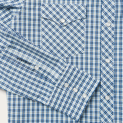 Modern Snap Front Shirt In Mini Check Blue Men Stetson Western Shirts