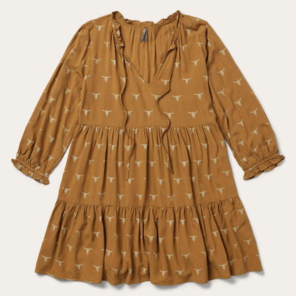 Mojave Longhorn Print Dress Brown Women Stetson Mini