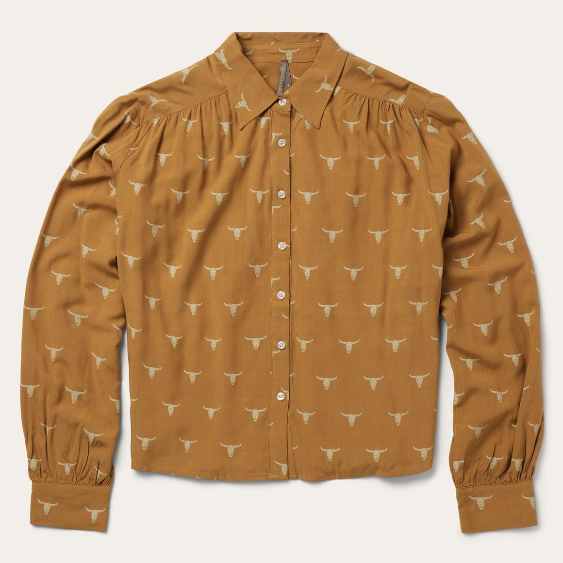 Mojave Longhorn Print Poet Blouse Brown Women Stetson Blouses