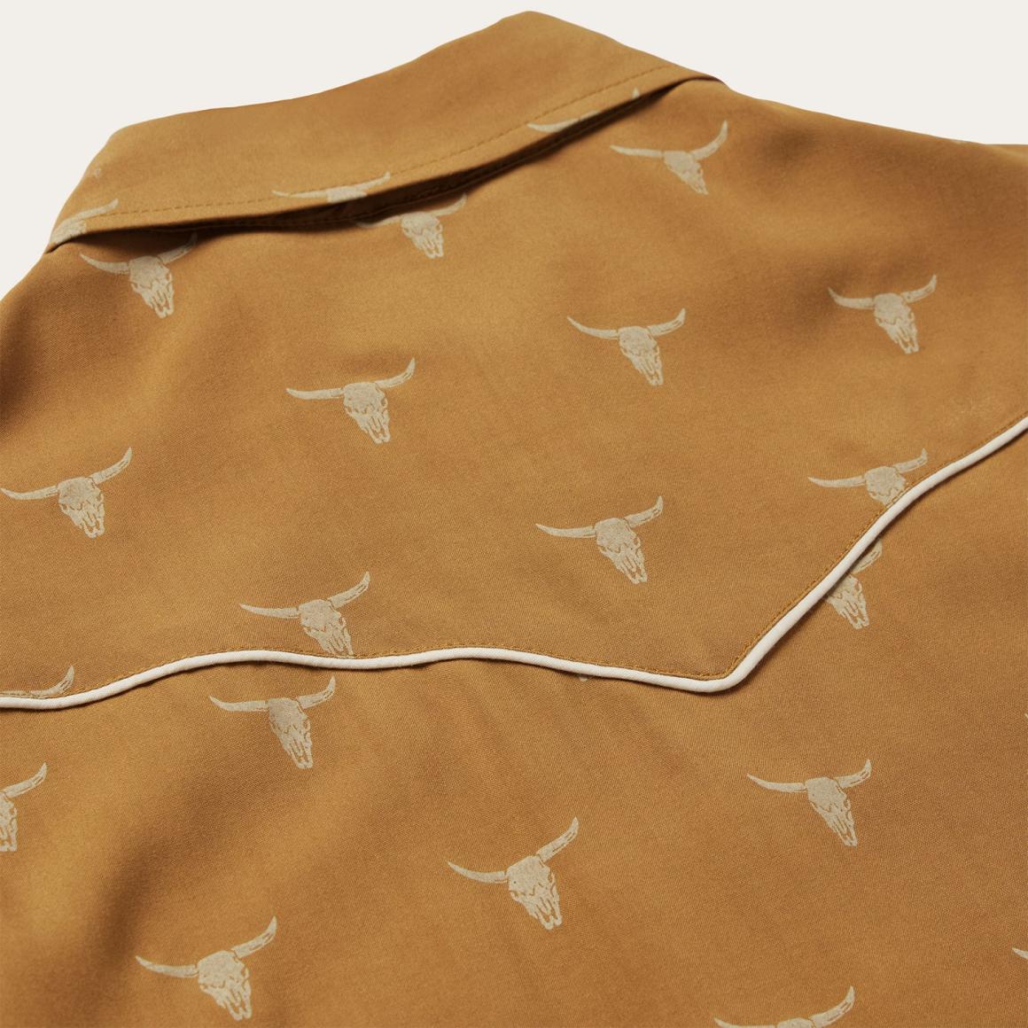 Mojave Longhorn Print Snap Western Shirt Brown Women Stetson Western Shirts