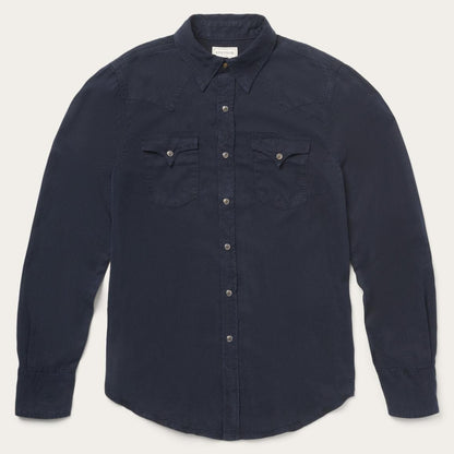 Navy Twill Shirt Blue Men Stetson Modern Cut