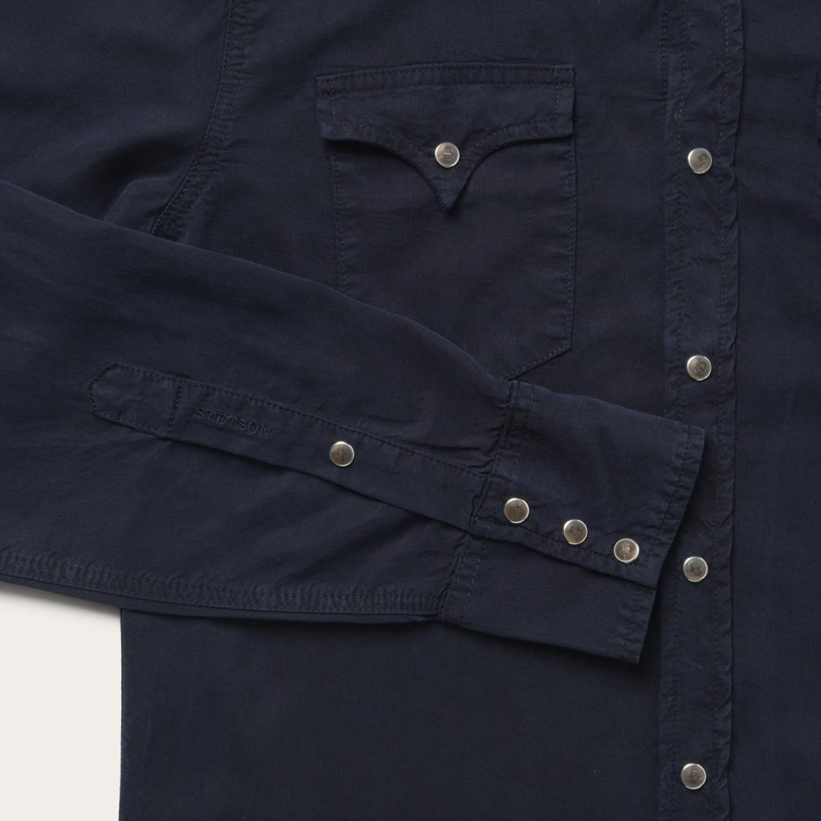 Navy Twill Shirt Blue Men Stetson Modern Cut