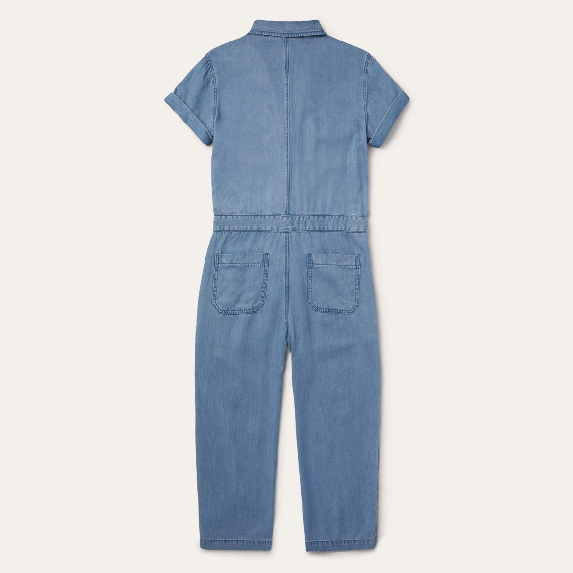 Notch Collar Jumpsuit Blue Women Stetson Jumpsuits