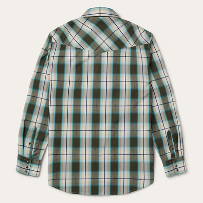 Olive Ombre Plaid Western Shirt Green Men Stetson Classic Cut