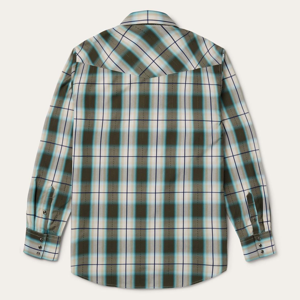 Olive Ombre Plaid Western Shirt Green Men Stetson Western Shirts