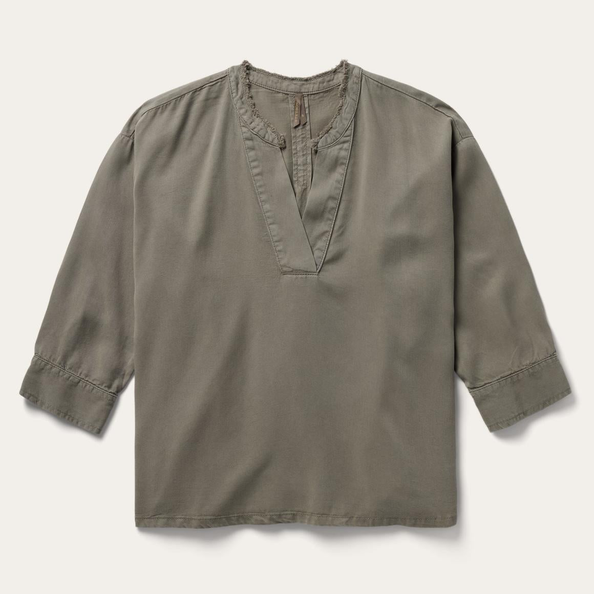 Olive Twill Peasant Blouse Green Women Stetson Blouses