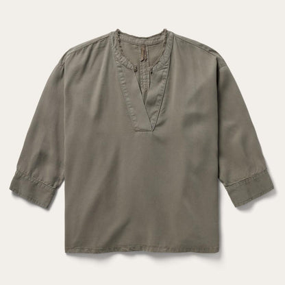 Olive Twill Peasant Blouse Green Women Stetson Blouses