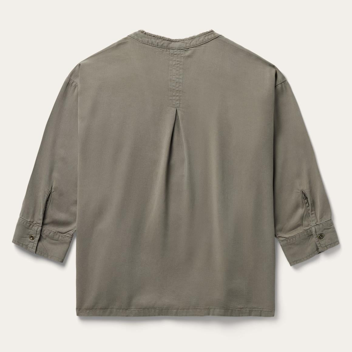 Olive Twill Peasant Blouse Green Women Stetson Blouses