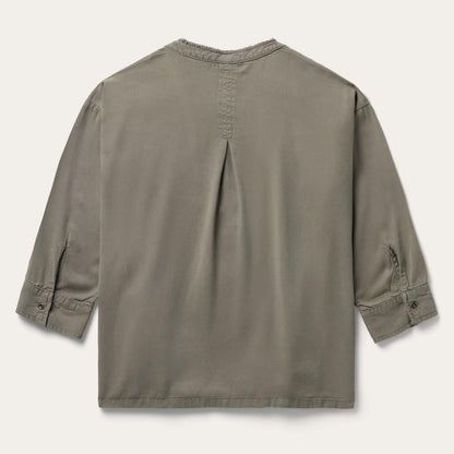 Olive Twill Peasant Blouse Green Women Stetson Blouses