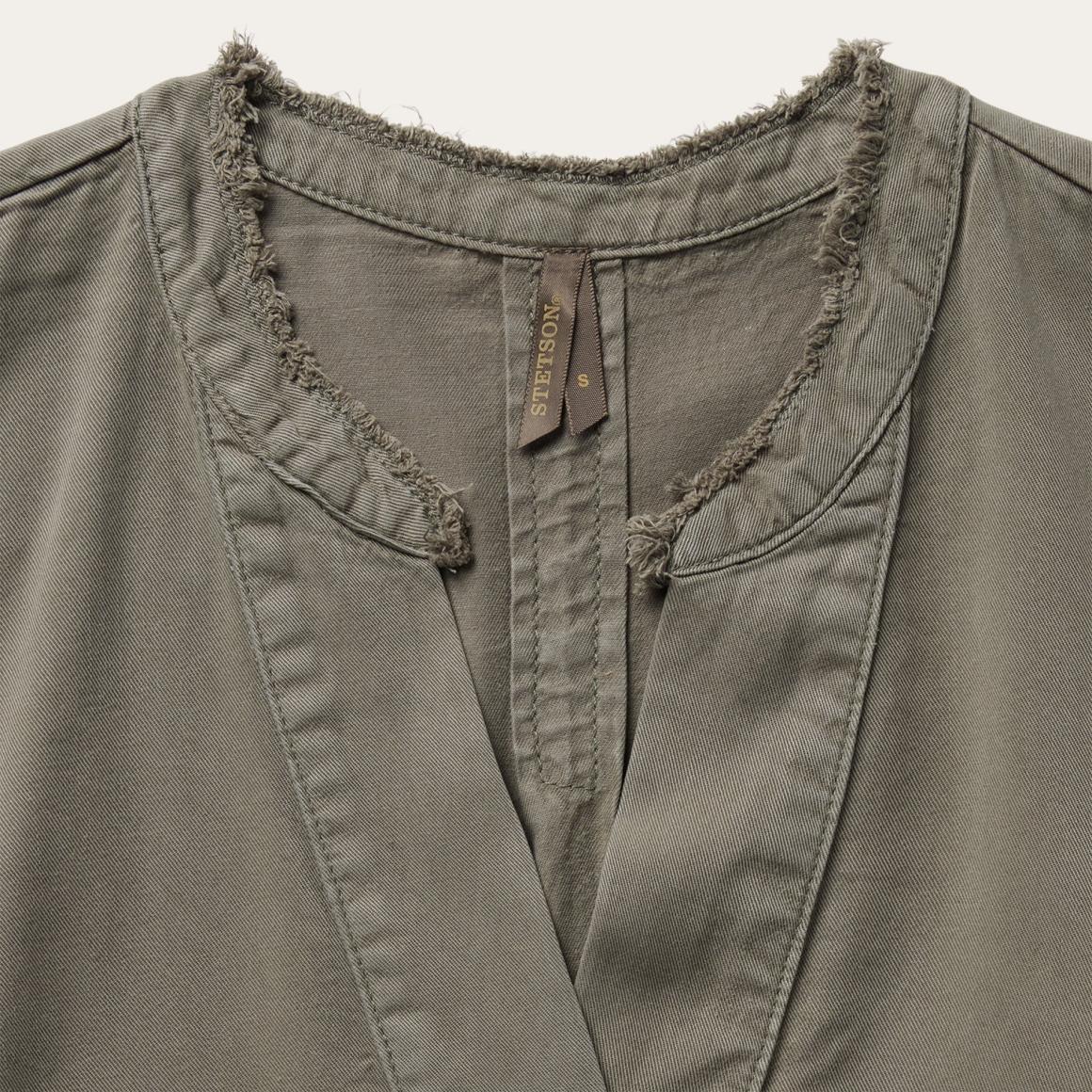 Olive Twill Peasant Blouse Green Women Stetson Blouses