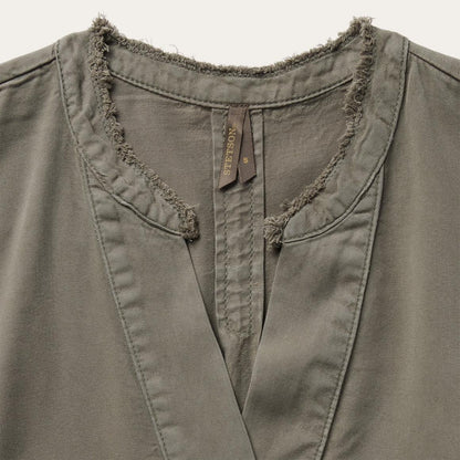 Olive Twill Peasant Blouse Green Women Stetson Blouses