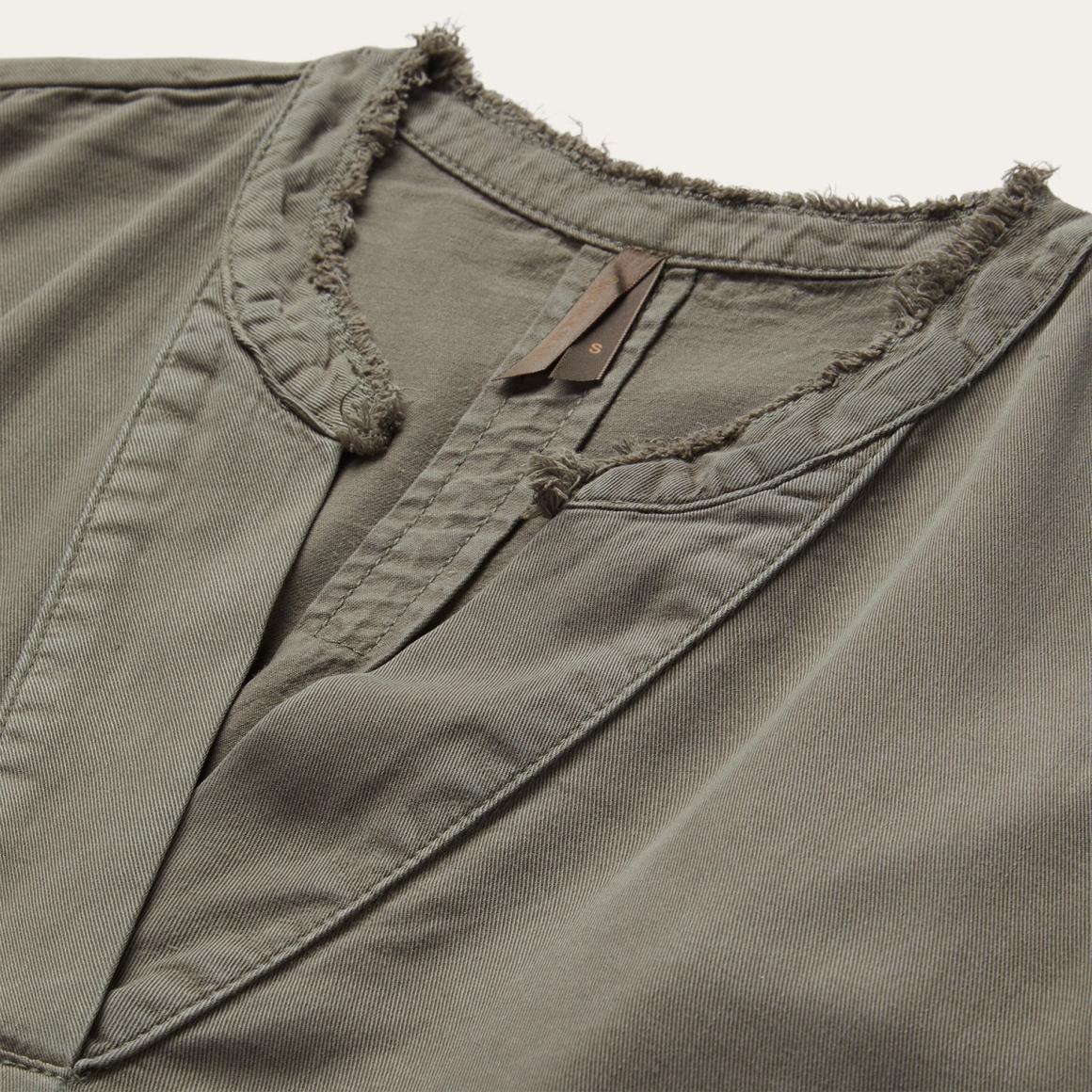 Olive Twill Peasant Blouse Green Women Stetson Blouses