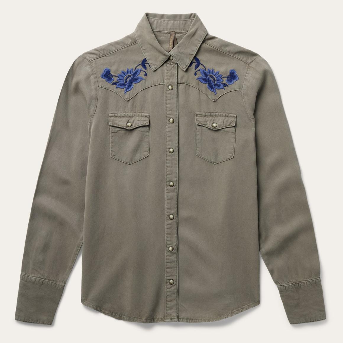 Olive Twill Western Shirt Green Women Stetson Western Shirts