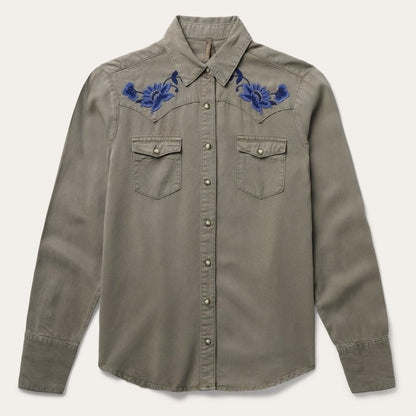 Olive Twill Western Shirt Green Women Stetson Western Shirts