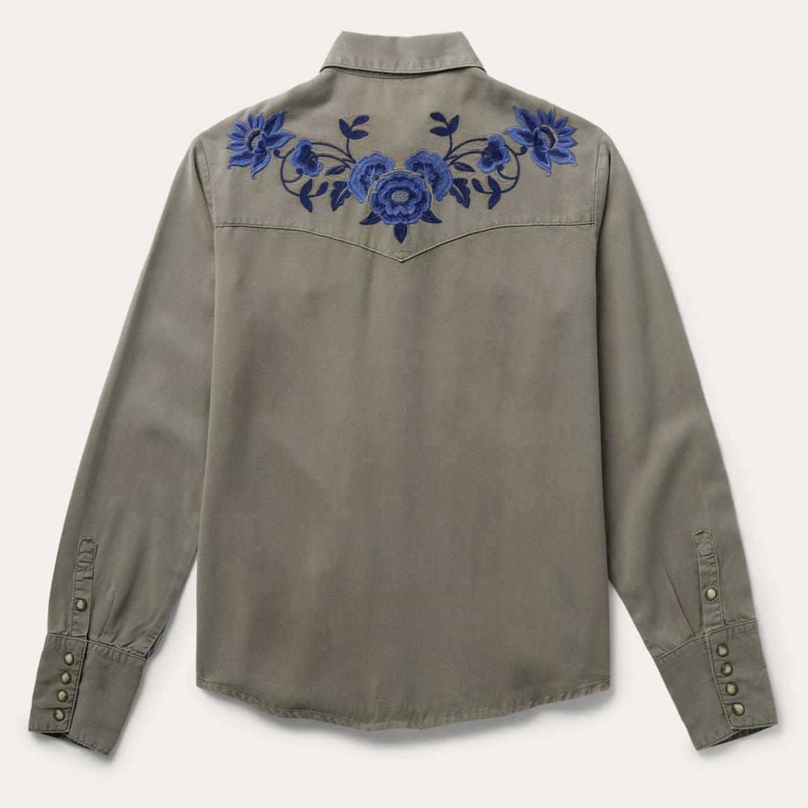 Olive Twill Western Shirt Green Women Stetson Western Shirts