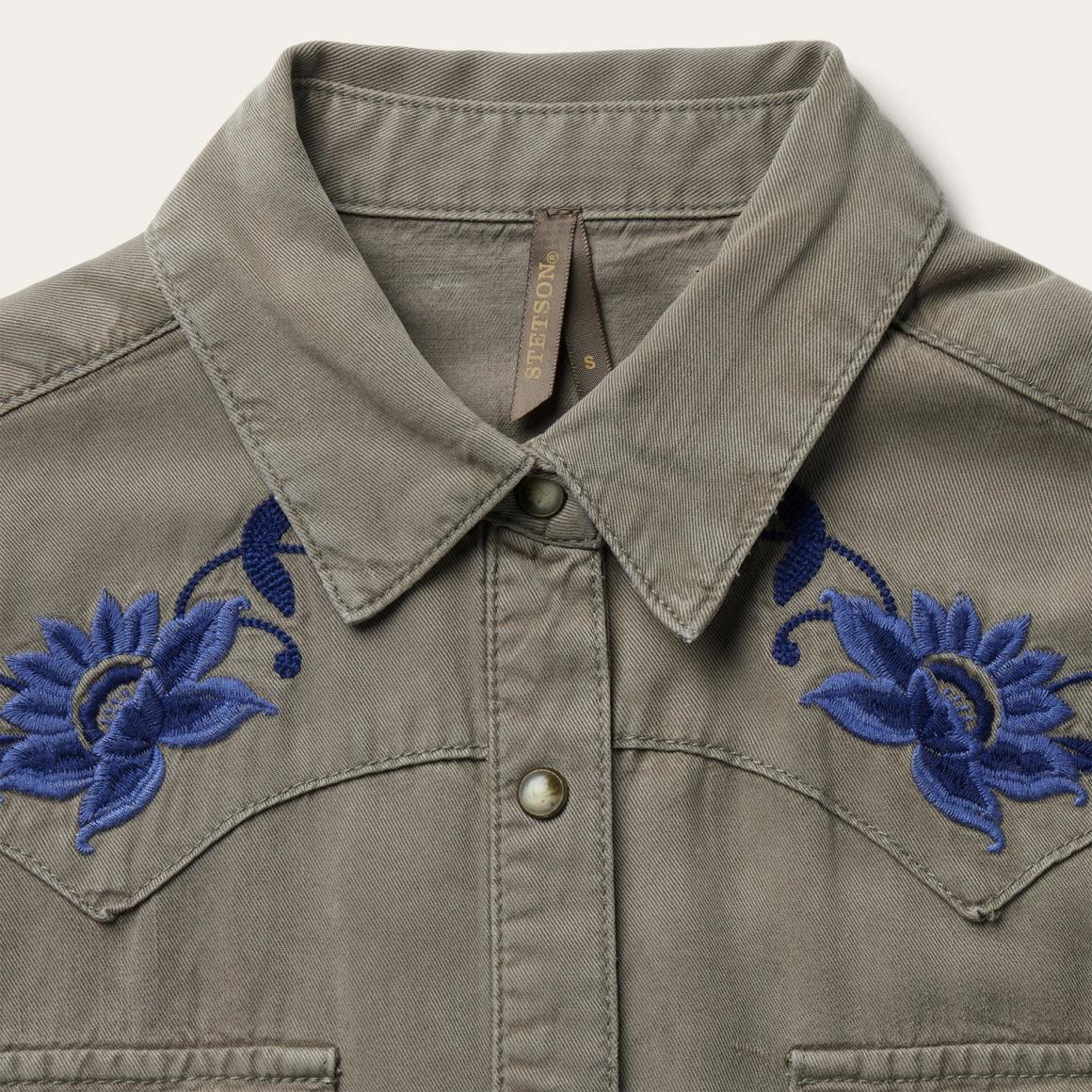 Olive Twill Western Shirt Green Women Stetson Western Shirts
