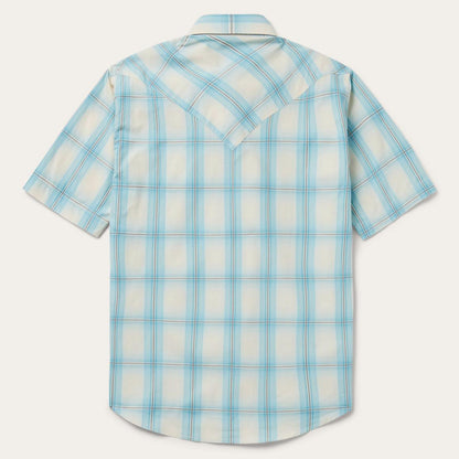 Ombre Plaid Short Sleeve Western Shirt Blue Men Stetson Western Shirts