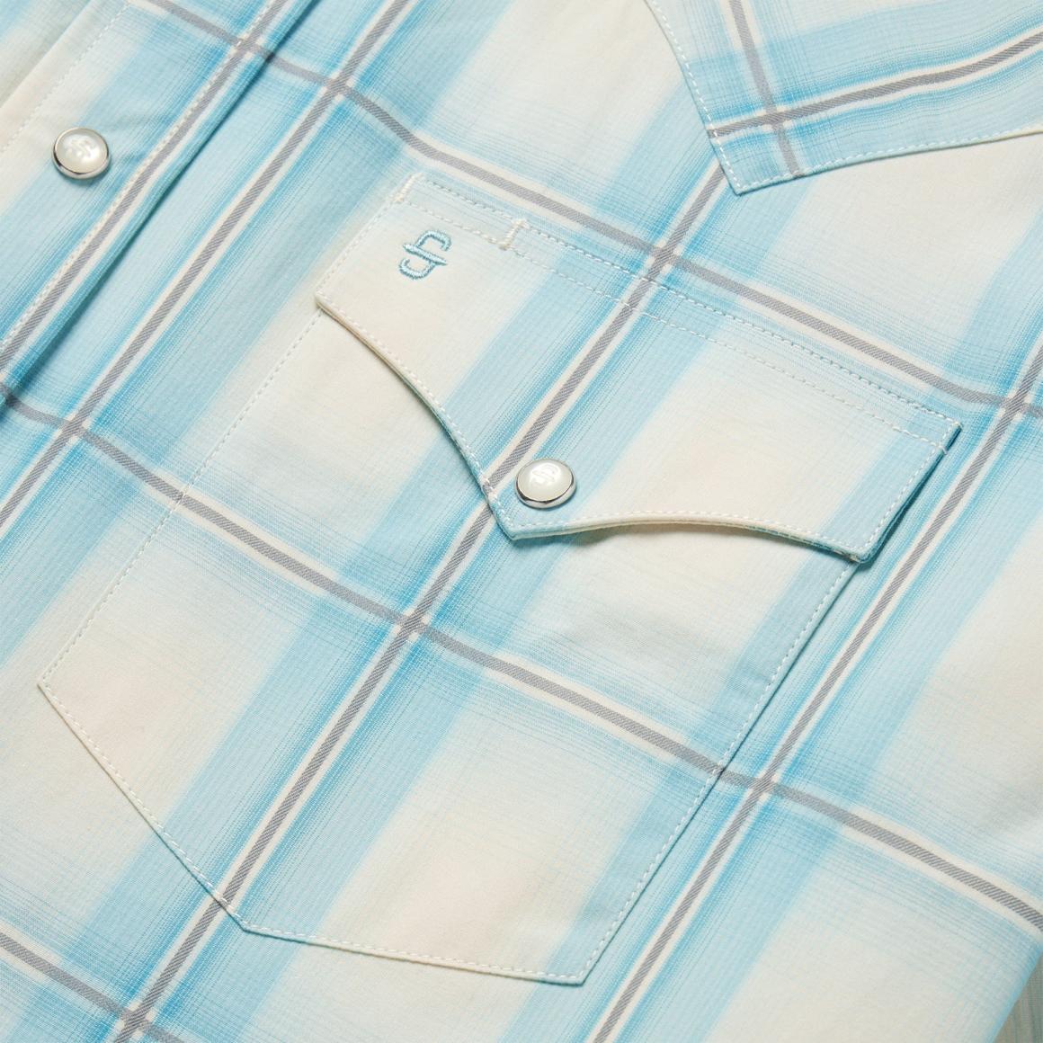 Ombre Plaid Short Sleeve Western Shirt Blue Men Stetson Western Shirts