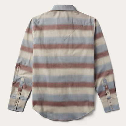 Ombre Stripe Twill Shirt Wine Men Stetson Western Shirts