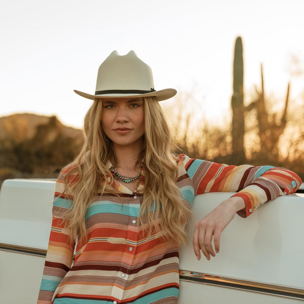 Open Road 6X Straw Cowboy Hat Natural Men/Women Stetson Fedora