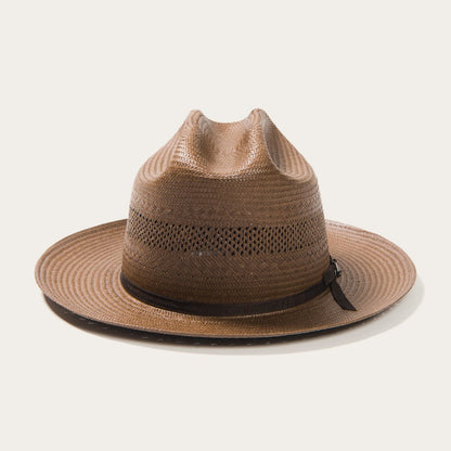 Open Road Vented Straw Cowboy Hat Chocolate Men/Women Stetson Fedora