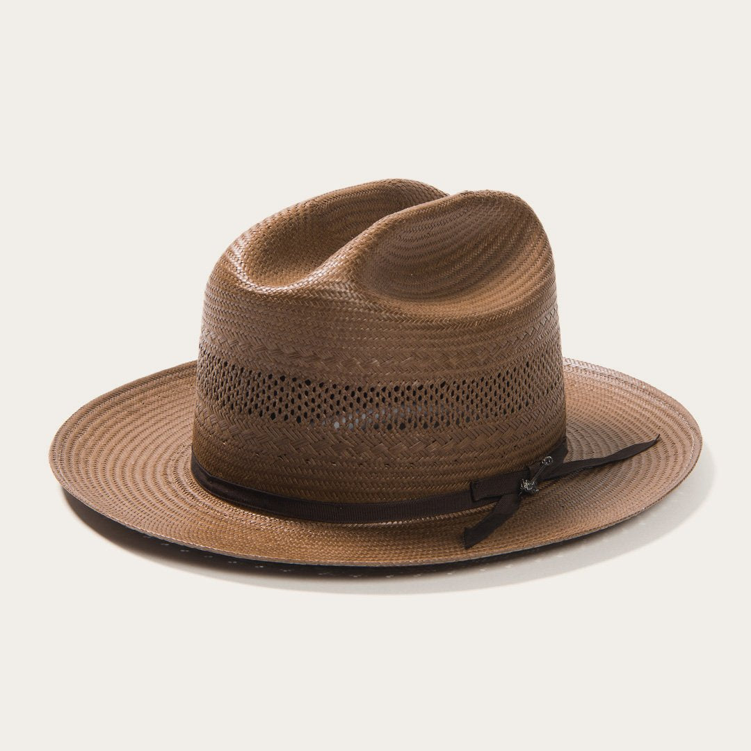 Open Road Vented Straw Cowboy Hat Chocolate Men/Women Stetson Fedora