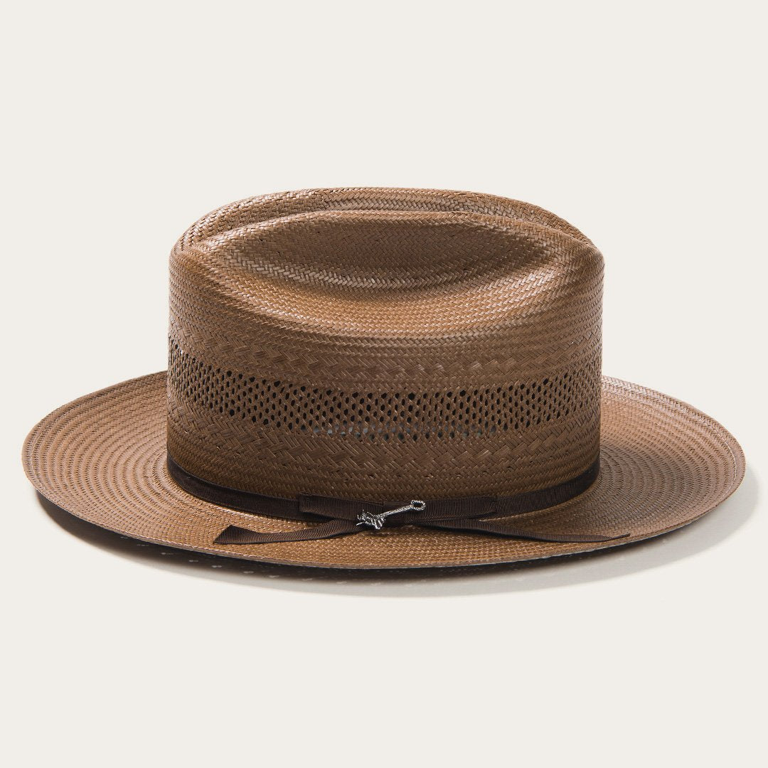 Open Road Vented Straw Cowboy Hat Chocolate Men/Women Stetson Fedora