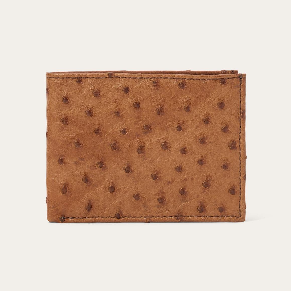 Ostrich Bi-Fold Wallet Antique Cognac Men Stetson Wallets