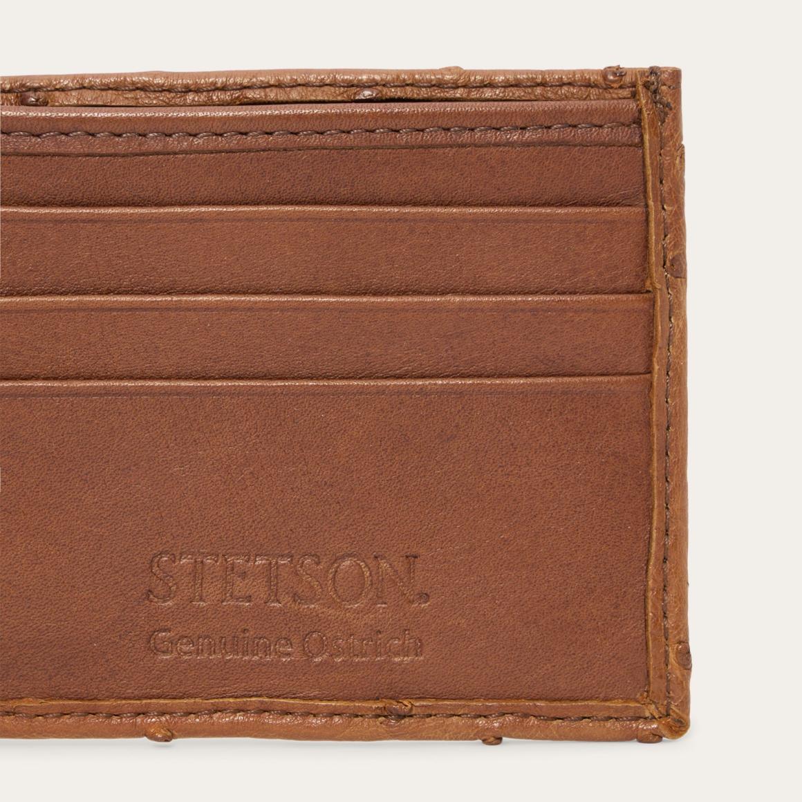 Ostrich Bi-Fold Wallet Antique Cognac Men Stetson Wallets