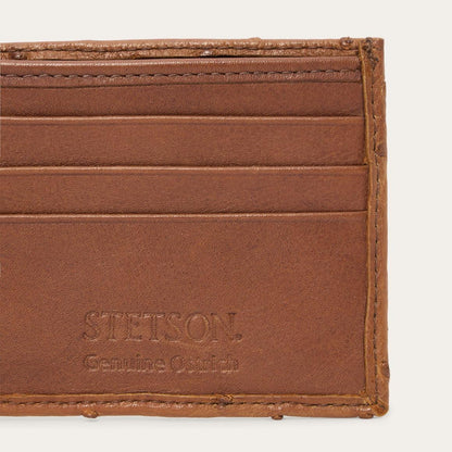 Ostrich Bi-Fold Wallet Antique Cognac Men Stetson Wallets