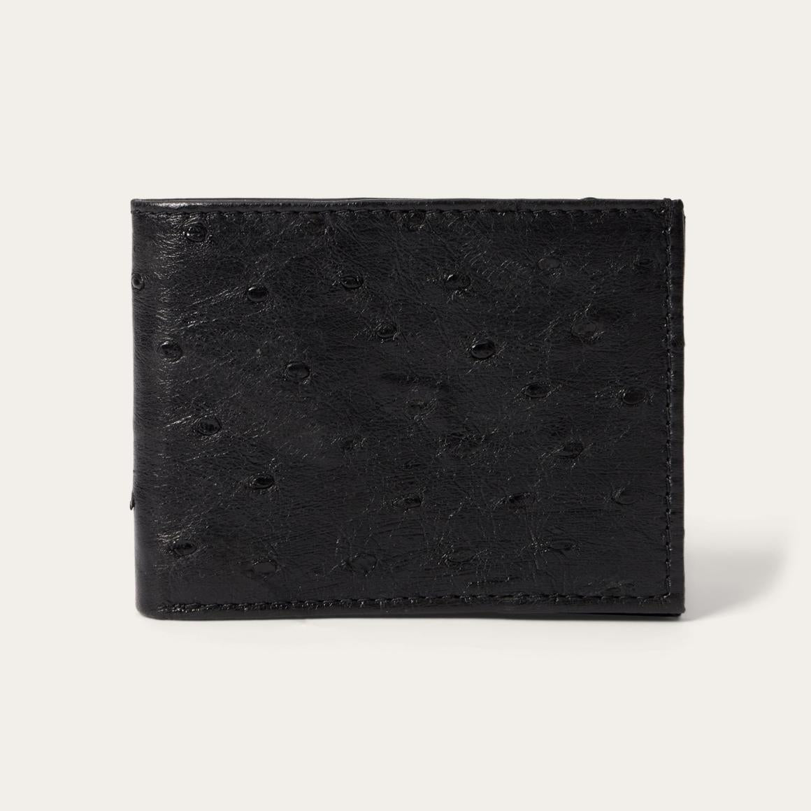 Ostrich Bi-Fold Wallet Black Cowboy Classic Men Stetson Wallets