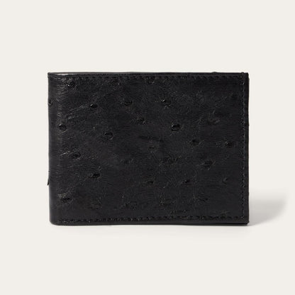 Ostrich Bi-Fold Wallet Black Cowboy Classic Men Stetson Wallets