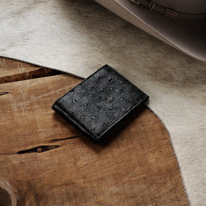 Ostrich Bi-Fold Wallet Black Cowboy Classic Men Stetson Wallets