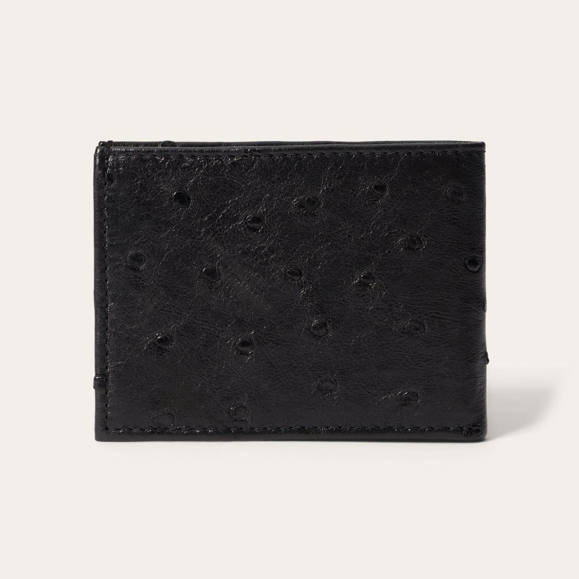 Ostrich Bi-Fold Wallet Black Cowboy Classic Men Stetson Wallets