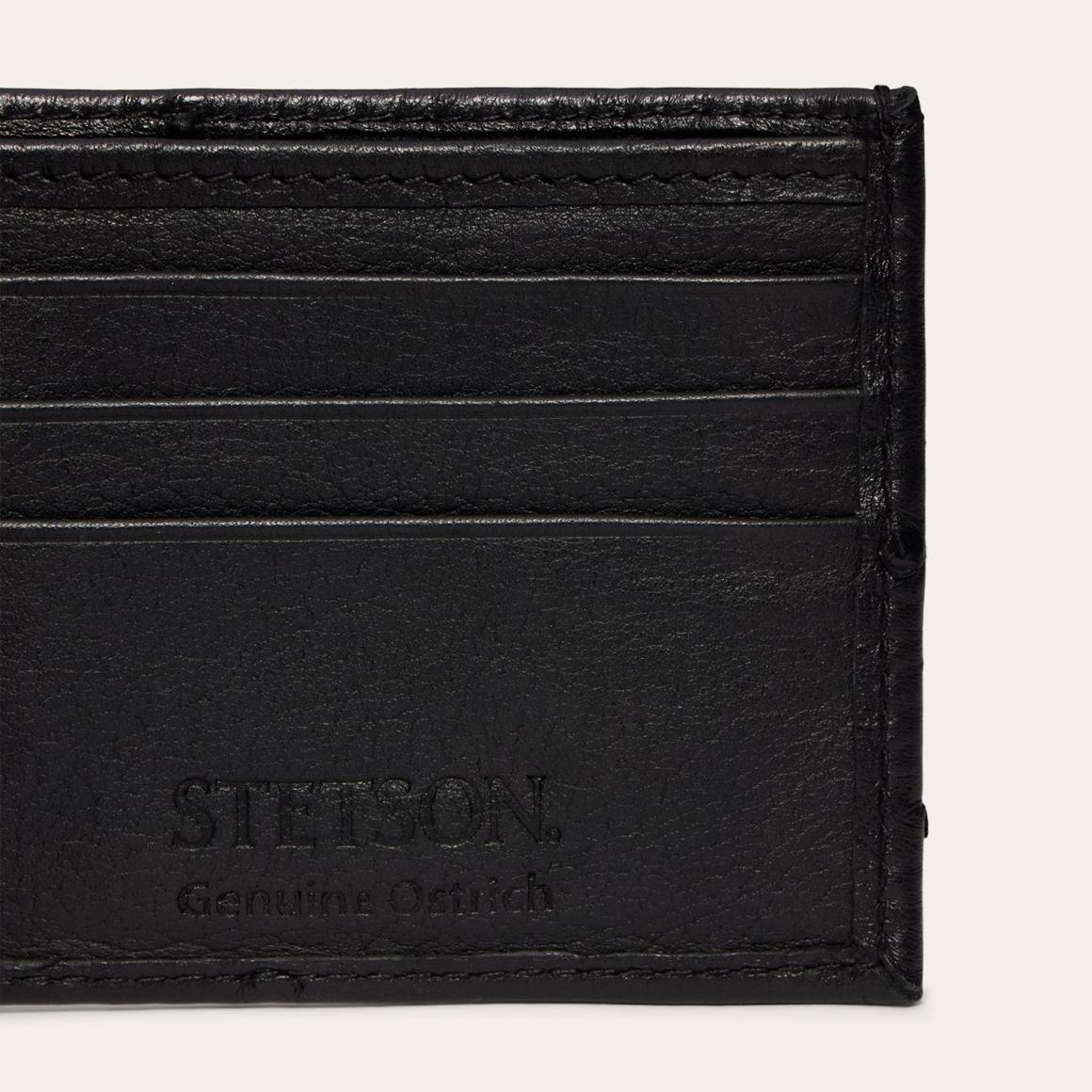 Ostrich Bi-Fold Wallet Black Cowboy Classic Men Stetson Wallets