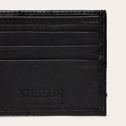 Ostrich Bi-Fold Wallet Black Cowboy Classic Men Stetson Wallets