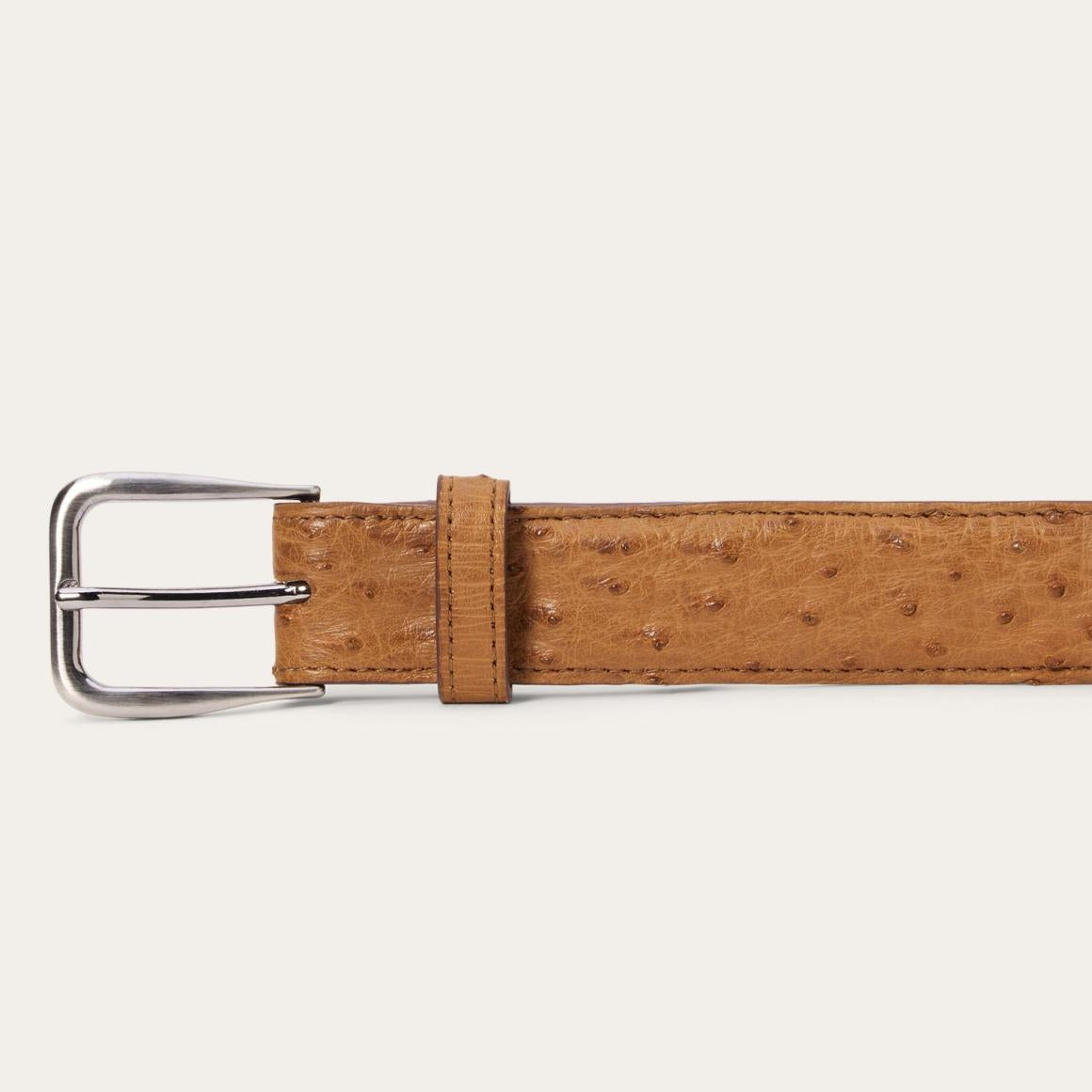 Ostrich Western Tab Belt - 1 1/4" Width Antique Cognac Men Stetson Belts